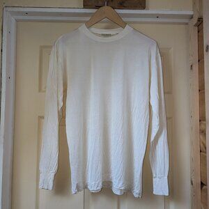 LL Bean 100% Silk Baselayer Long Sleeve Thermal Shirt Womens XL Cream VTG Flawed